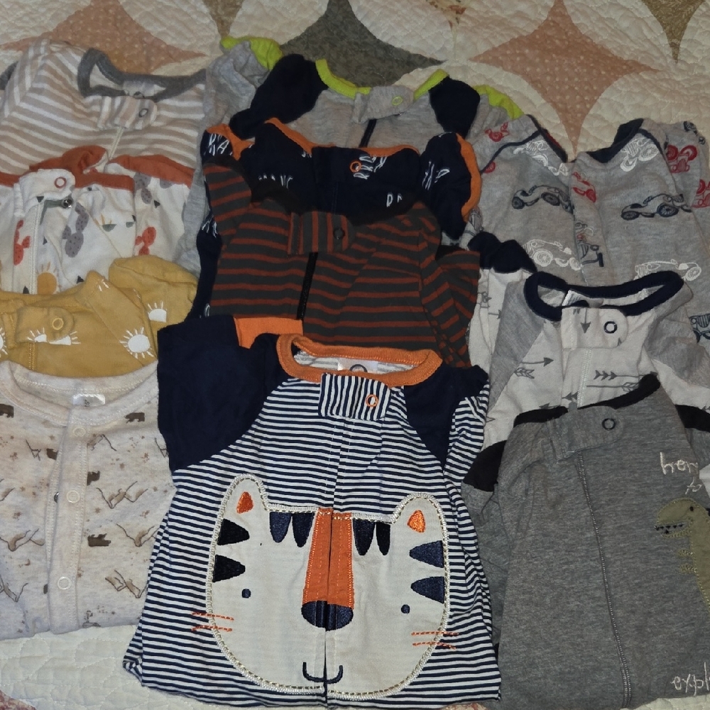 Lot Of 11 Baby Sleeper Onesies